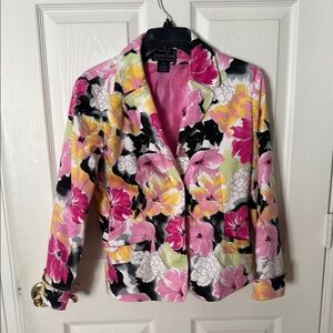 Vintage Laura Scott Pink and Yellow Floral Blazer size 6